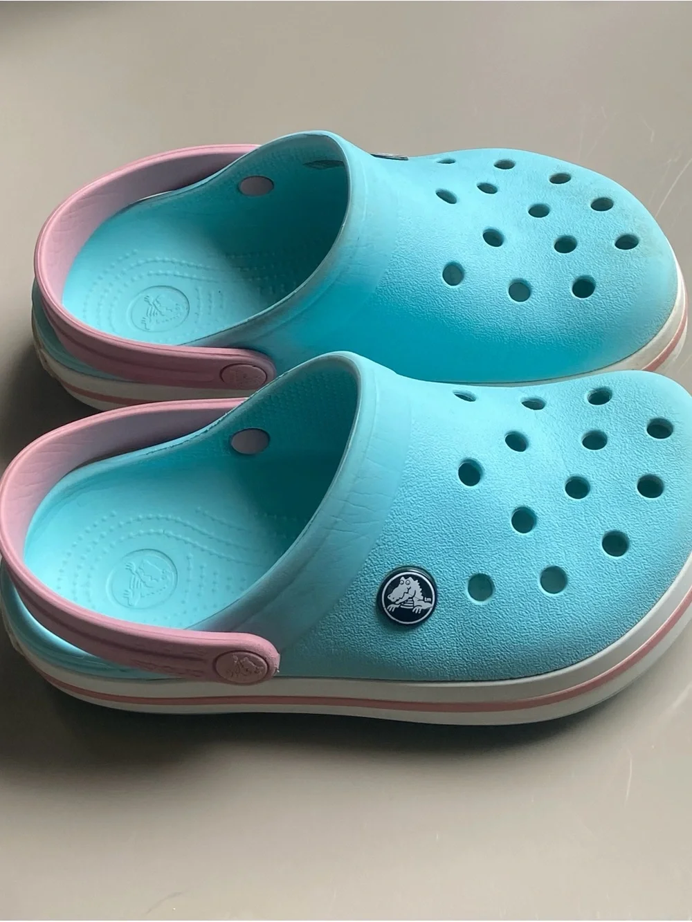 CROCS Kids Aqua Clog with Pink Strap
